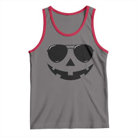 Pumpkin Face Tank Top Vintage Jack o Lantern Jackolantern Spooky Season Halloween - Wonder Print Shop