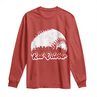 Vintage Red October Long Sleeve Shirt Philadelphia Skyline Retro Philly Cityscape - Wonder Print Shop