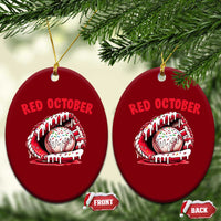 Red October Ceramic Ornament Baseball Drip Ice Cream Sprinkles Baseball Glove - Wonder Print Shop