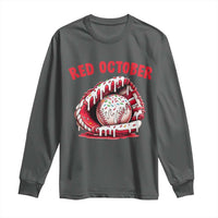 Red October Long Sleeve Shirt Baseball Drip Ice Cream Sprinkles Baseball Glove - Wonder Print Shop