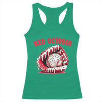 Red October Racerback Tank Top Baseball Drip Ice Cream Sprinkles Baseball Glove - Wonder Print Shop