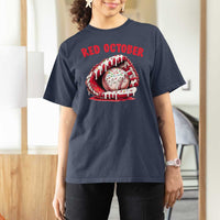 Red October T Shirt For Women Baseball Drip Ice Cream Sprinkles Baseball Glove - Wonder Print Shop