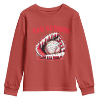 Red October Youth Sweatshirt Baseball Drip Ice Cream Sprinkles Baseball Glove - Wonder Print Shop