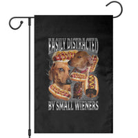 Funny Offensive Dachshund Garden Flag Easily Distracted By Small Wieners Bootleg Meme
