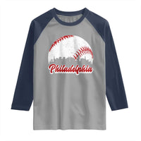 Philadelphia Baseball Raglan Shirt Vintage Skyline City - Wonder Print Shop