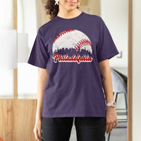 Philadelphia Baseball T Shirt For Women Vintage Skyline City - Wonder Print Shop