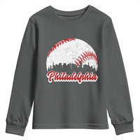 Philadelphia Baseball Youth Sweatshirt Vintage Skyline City - Wonder Print Shop