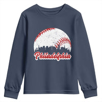 Philadelphia Baseball Youth Sweatshirt Vintage Skyline City - Wonder Print Shop