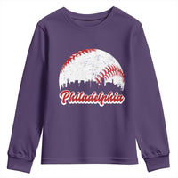 Philadelphia Baseball Youth Sweatshirt Vintage Skyline City - Wonder Print Shop
