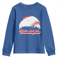 Philadelphia Baseball Youth Sweatshirt Vintage Skyline City - Wonder Print Shop