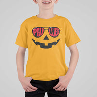 Halloween Phillies T Shirt For Kid Philadelphia Baseball Red October Jackolantern Pumpkin Face - Wonder Print Shop