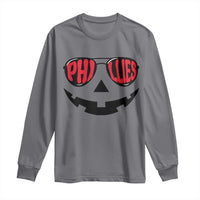 Halloween Phillies Long Sleeve Shirt Philadelphia Baseball Red October Jackolantern Pumpkin Face - Wonder Print Shop