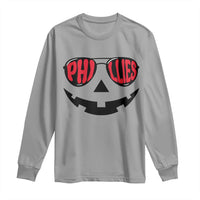 Halloween Phillies Long Sleeve Shirt Philadelphia Baseball Red October Jackolantern Pumpkin Face - Wonder Print Shop