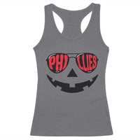 Halloween Phillies Racerback Tank Top Philadelphia Baseball Red October Jackolantern Pumpkin Face - Wonder Print Shop