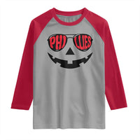 Halloween Phillies Raglan Shirt Philadelphia Baseball Red October Jackolantern Pumpkin Face - Wonder Print Shop