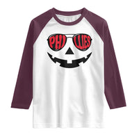 Halloween Phillies Raglan Shirt Philadelphia Baseball Red October Jackolantern Pumpkin Face - Wonder Print Shop