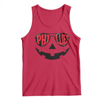 Halloween Phillies Tank Top Philadelphia Baseball Red October Jackolantern Pumpkin Face - Wonder Print Shop