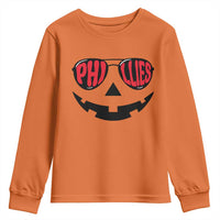 Halloween Phillies Youth Sweatshirt Philadelphia Baseball Red October Jackolantern Pumpkin Face - Wonder Print Shop