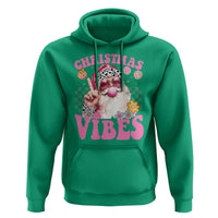 Retro Christmas Santa Hoodie Pink Xmas Vibes Groovy Santa Claus Womens Kids Girls Gifts