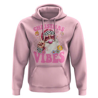Retro Christmas Santa Hoodie Pink Xmas Vibes Groovy Santa Claus Womens Kids Girls Gifts