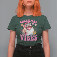 Retro Christmas Santa T Shirt For Women Pink Xmas Vibes Groovy Santa Claus Womens Kids Girls Gifts - Wonder Print Shop