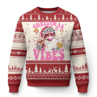 Retro Santa Ugly Christmas Sweater Pink Xmas Vibes Groovy Santa Claus Womens Kids Girls Gifts - Wonder Print Shop