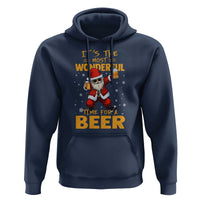 Funny Christmas Santa Claus Drinking Beer Wonderful Time Hoodie