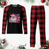 Christmas Couple Matching Plaid Pajama Set Pink Santa Claus Ho Ho Ho - Wonder Print Shop