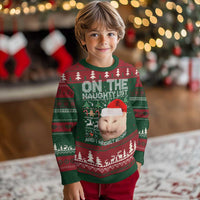 Funny Cat Ugly Christmas Sweater On The Naughty List And I Regret Nothing Meme Ugly Xmas - Wonder Print Shop