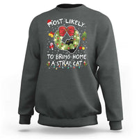 Kitten Christmas Sweatshirt Most Likely To Bring Home A Stray Cat Matching Xmas - Wonder Print Shop