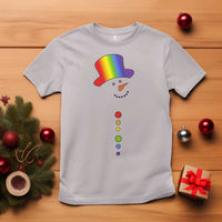 LGBTQ Christmas T Shirt Rainbow Gay Pride Holiday Snowman - Wonder Print Shop