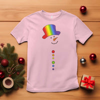 LGBTQ Christmas T Shirt Rainbow Gay Pride Holiday Snowman - Wonder Print Shop