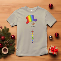 LGBTQ Christmas T Shirt Rainbow Gay Pride Holiday Snowman - Wonder Print Shop
