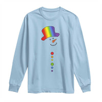 LGBTQ Christmas Long Sleeve Shirt Rainbow Gay Pride Holiday Snowman