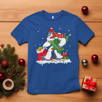Funny Bigfoot Christmas T Shirt Believe Winter Yeti Santa Hat Sasquatch Loves Xmas Tree Lights - Wonder Print Shop