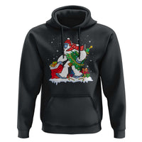 Funny Bigfoot Christmas Hoodie Believe Winter Yeti Santa Hat Sasquatch Loves Xmas Tree Lights