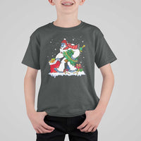 Funny Bigfoot Christmas T Shirt For Kid Believe Winter Yeti Santa Hat Sasquatch Loves Xmas Tree Lights - Wonder Print Shop