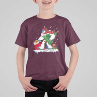 Funny Bigfoot Christmas T Shirt For Kid Believe Winter Yeti Santa Hat Sasquatch Loves Xmas Tree Lights - Wonder Print Shop