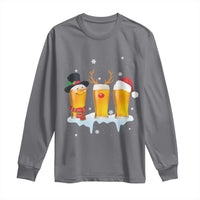 Funny Christmas Beer Long Sleeve Shirt Reindeer Santa Drinking Lovers