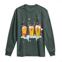 Funny Christmas Beer Long Sleeve Shirt Reindeer Santa Drinking Lovers