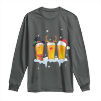 Funny Christmas Beer Long Sleeve Shirt Reindeer Santa Drinking Lovers