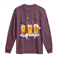 Funny Christmas Beer Long Sleeve Shirt Reindeer Santa Drinking Lovers
