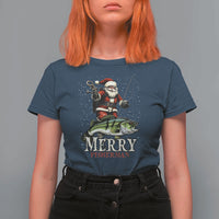Fishing Christmas Gifts T Shirt For Women Merry Fisherman Santa Claus Fish Fishing Rod - Wonder Print Shop