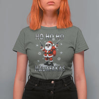 Funny Gun Christmas T Shirt For Women Ho Ho Ho Santa Pew Pew Madafakas - Wonder Print Shop