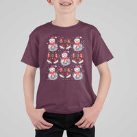 Christmas Coquette T Shirt For Kid Girly Xmas Disco Snowman Bow - Wonder Print Shop