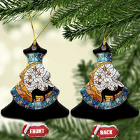 Cat Memorial Christmas Ornament Sleeping Black Cat on Moon Pet Sympathy Gift Stained Glass - Wonder Print Shop