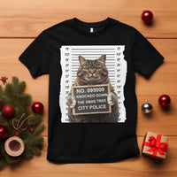 Funny Cat Christmas T Shirt Mugshot I Knocked Down The Xmas Tree - Wonder Print Shop