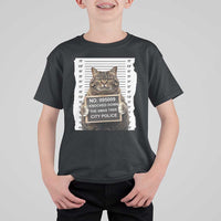 Funny Cat Christmas T Shirt For Kid Mugshot I Knocked Down The Xmas Tree - Wonder Print Shop