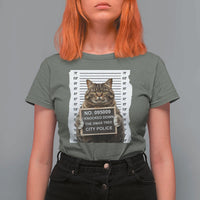 Funny Cat Christmas T Shirt For Women Mugshot I Knocked Down The Xmas Tree - Wonder Print Shop
