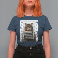 Funny Cat Christmas T Shirt For Women Mugshot I Knocked Down The Xmas Tree - Wonder Print Shop